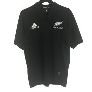 New Zealand All Blacks Shirt Mens Small Black Rugby Adidas Poly Cotton Rare